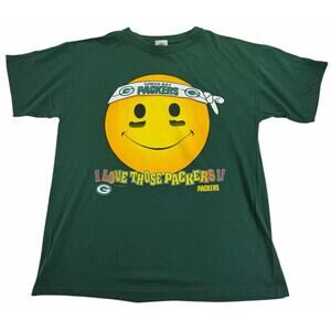 Vintage 90s 1996 Green Bay Packers Game Day Men's XL Smiley Face T-Shirt USA